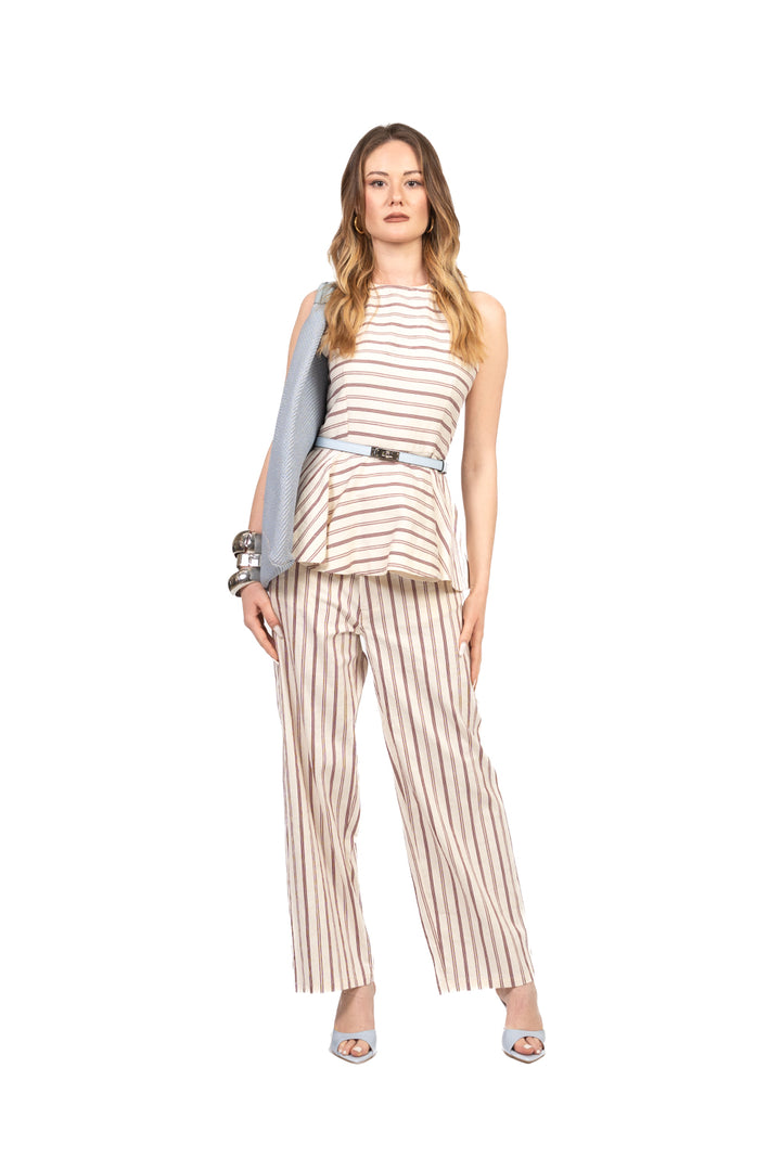 Tensione In - Top peplum rigato Art. ZE1717