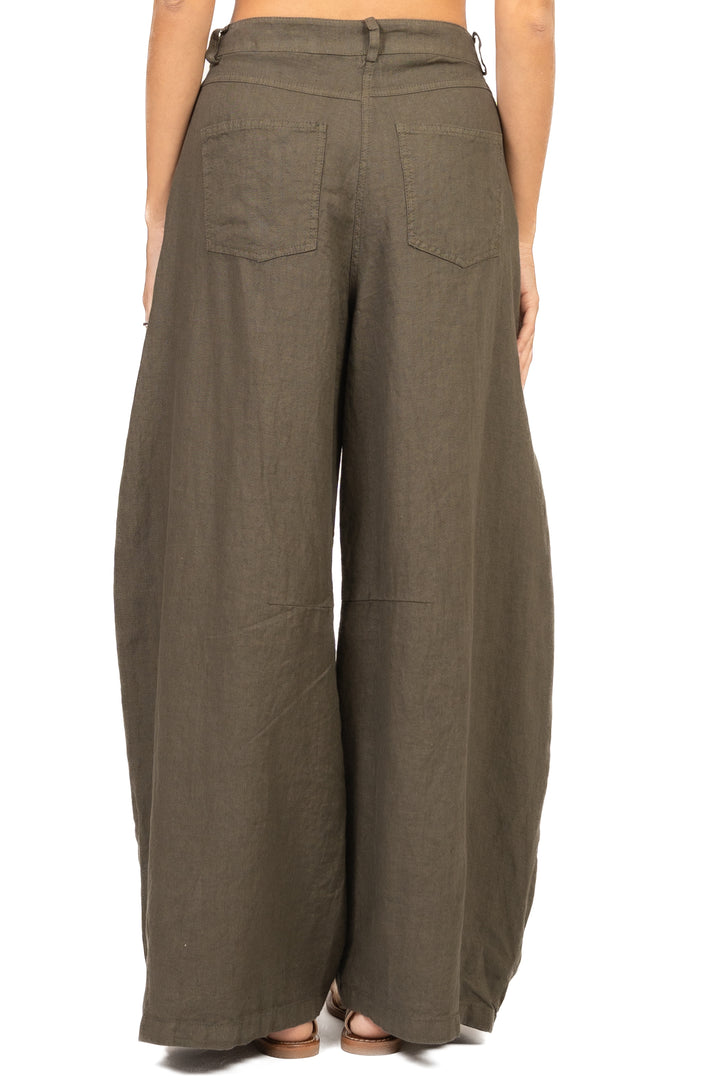 Tensione In - Pantalone barrel ampio in lino Art. S26PE64