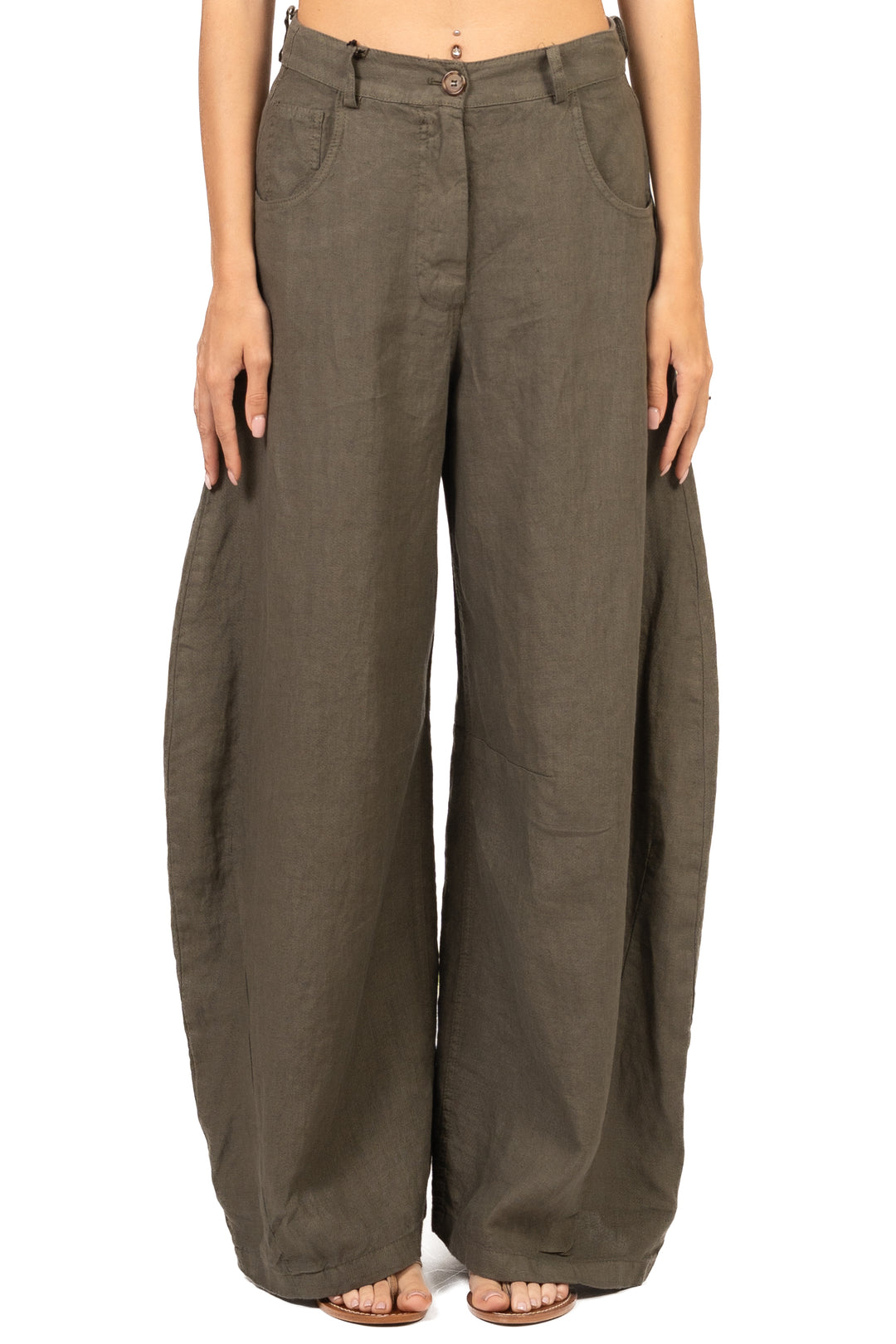 Tensione In - Pantalone barrel ampio in lino Art. S26PE64