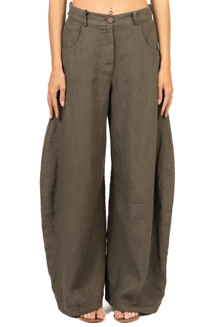 Tensione In - Pantalone barrel ampio in lino Art. S26PE64