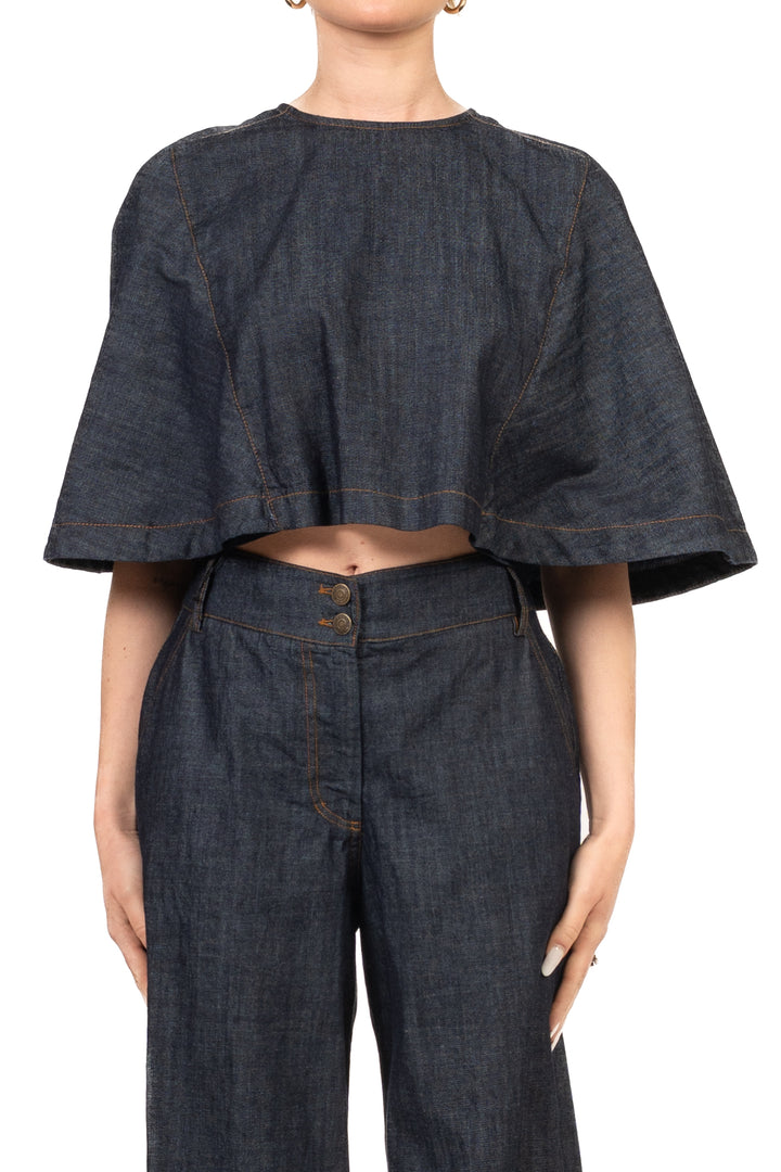 Tensione In - Blusa crop in denim Art. S26CE75
