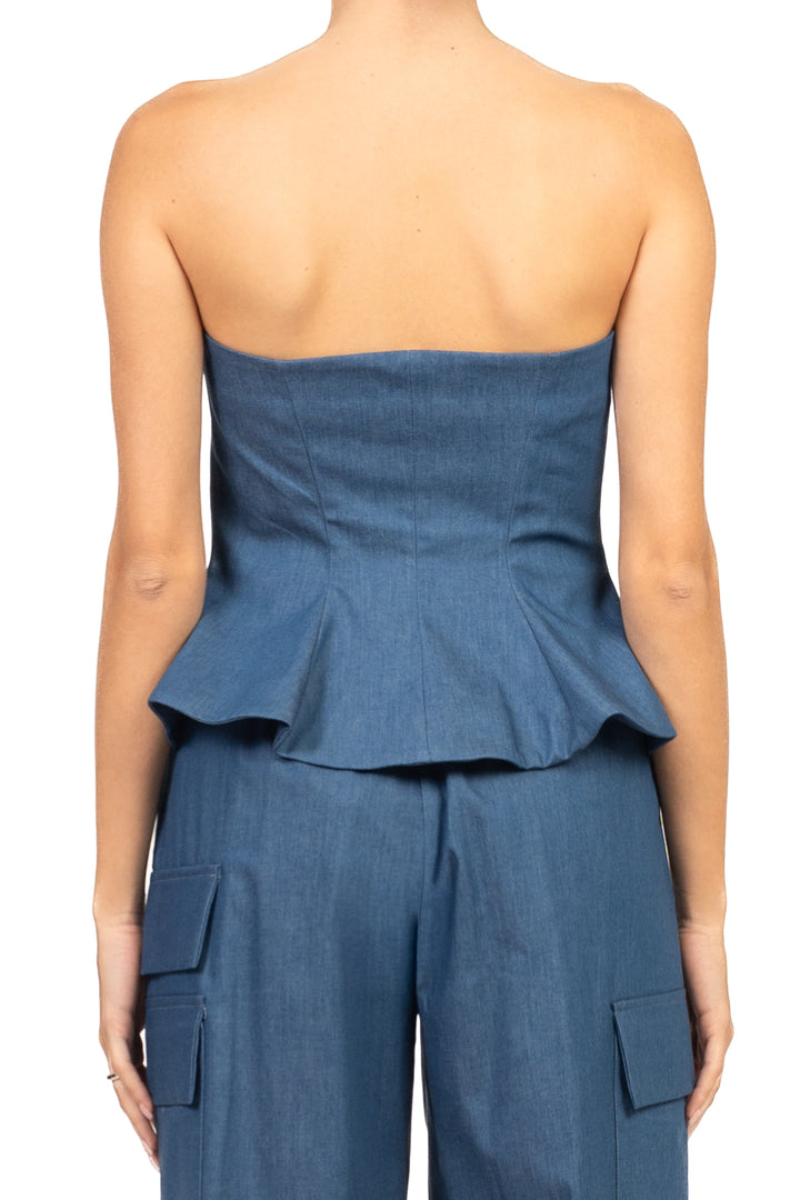 Tensione In - Top chambray fascia con bottoni Art. 26T5141