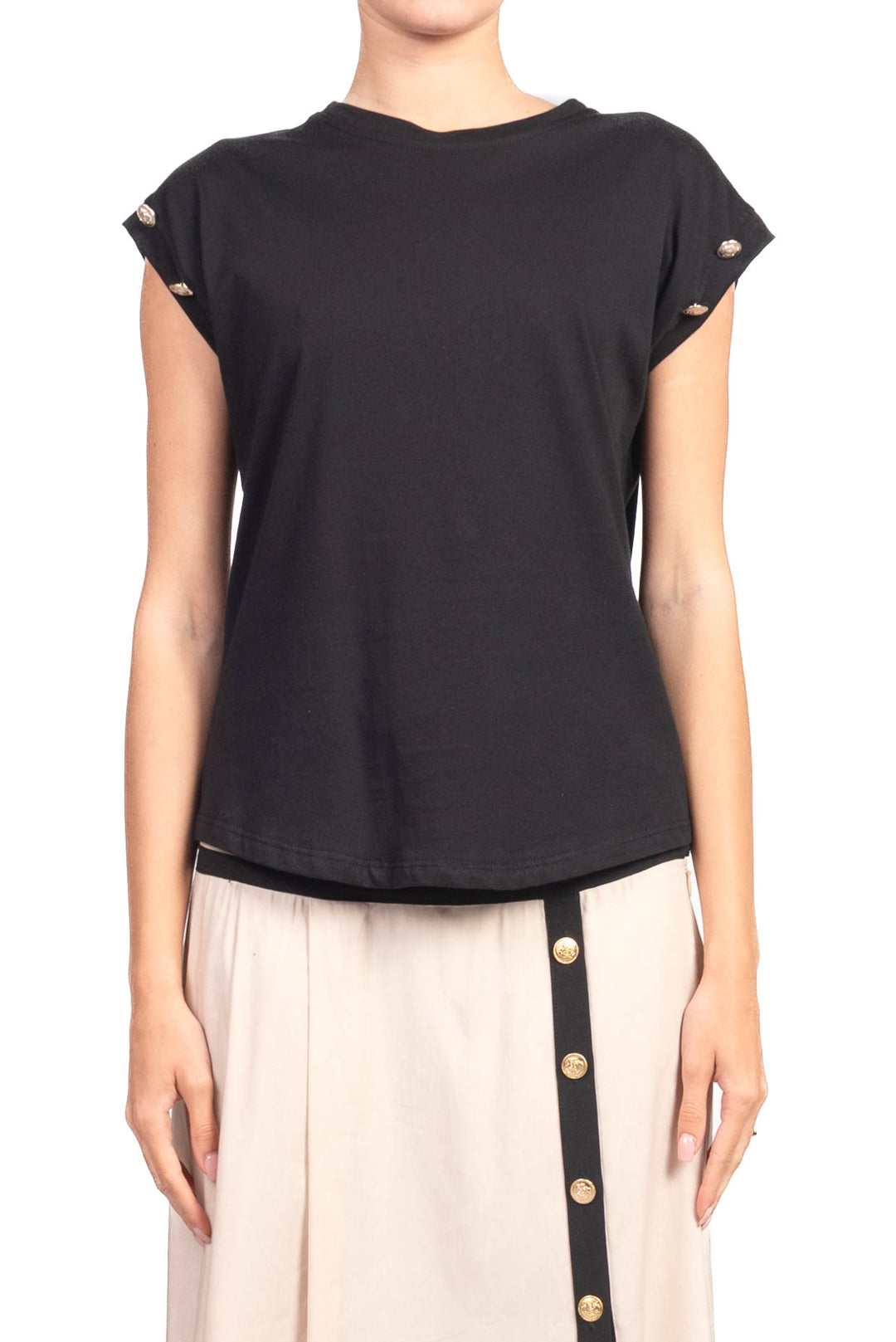 Tensione In - T-shirt con bottoni oro Art. M30016AT