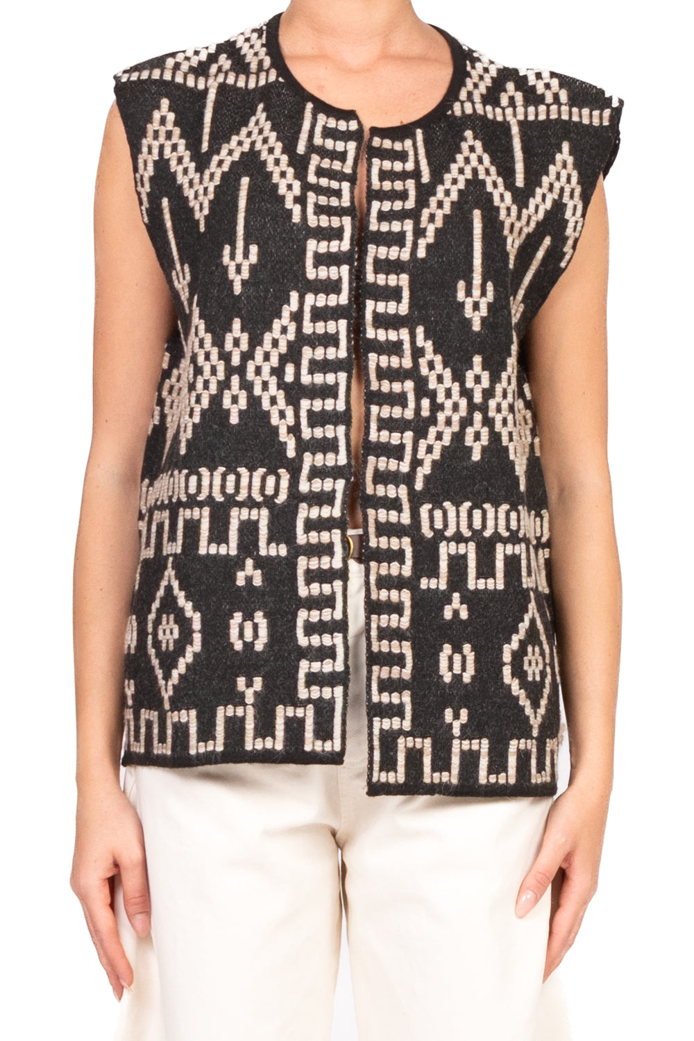 Tensione In - Gilet aperto ricamo etnico Art. W5HMG60A400