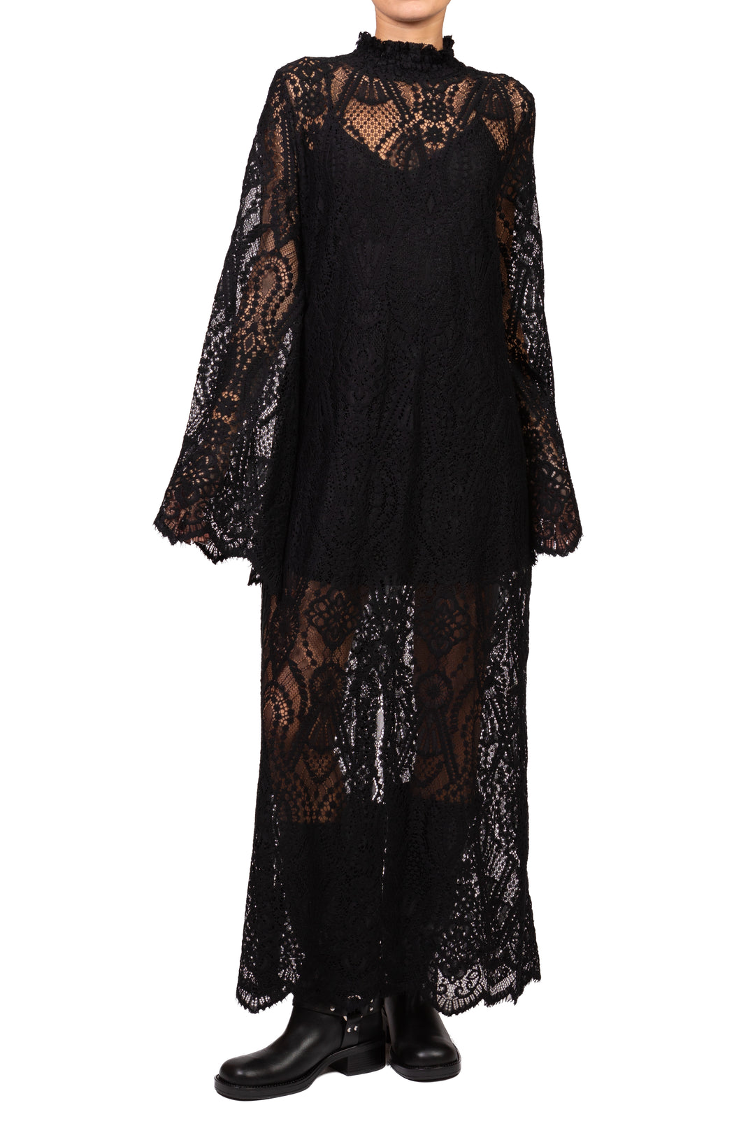Tensione In - Abito pizzo con manica campana Art. W26XA15