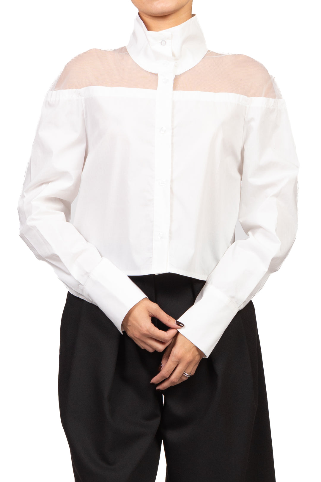 Vicolo - Camicia crop intarsio retato Art. TAC1752