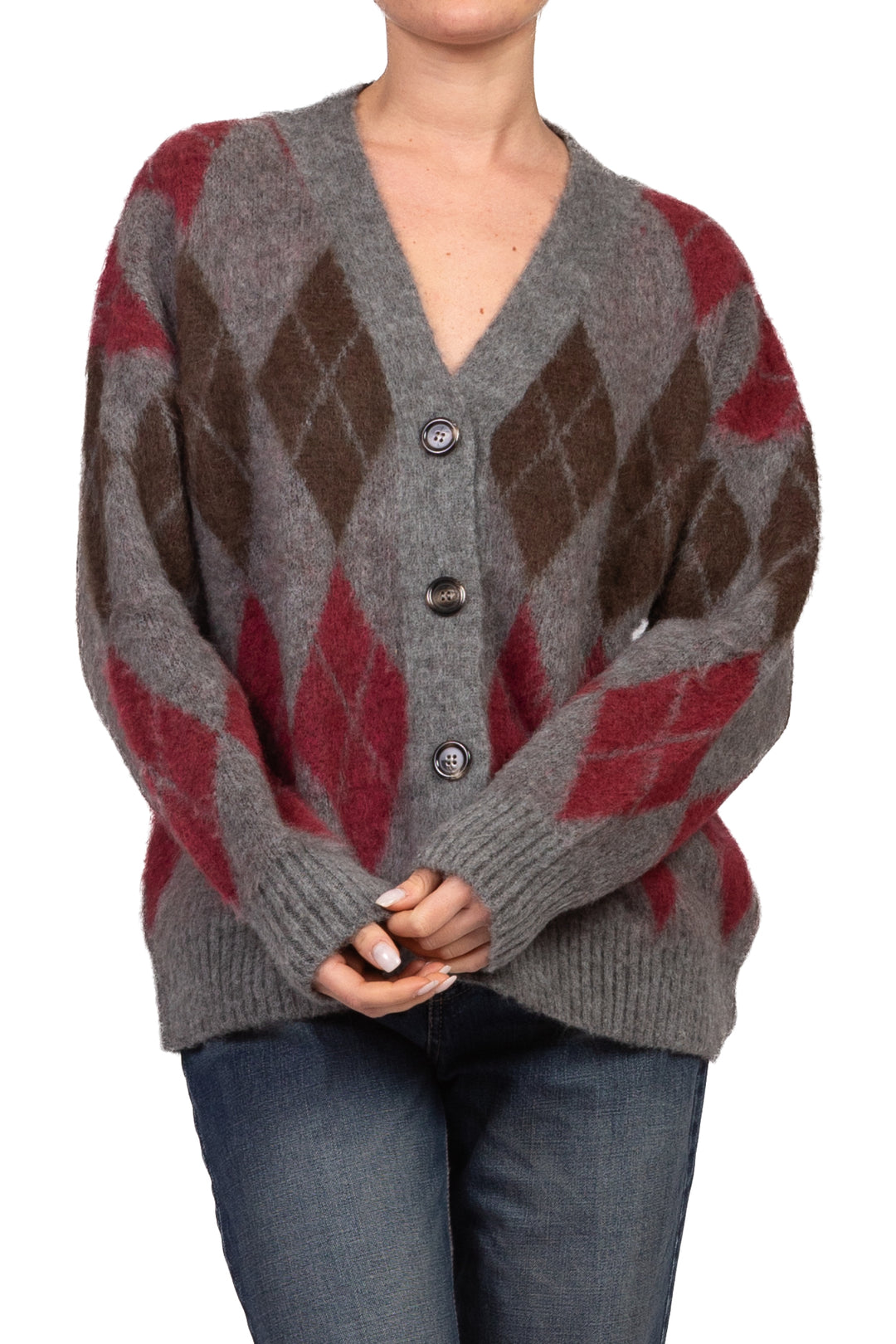 Kontatto - Cardigan rombi scollo v Art. 3M1943NI