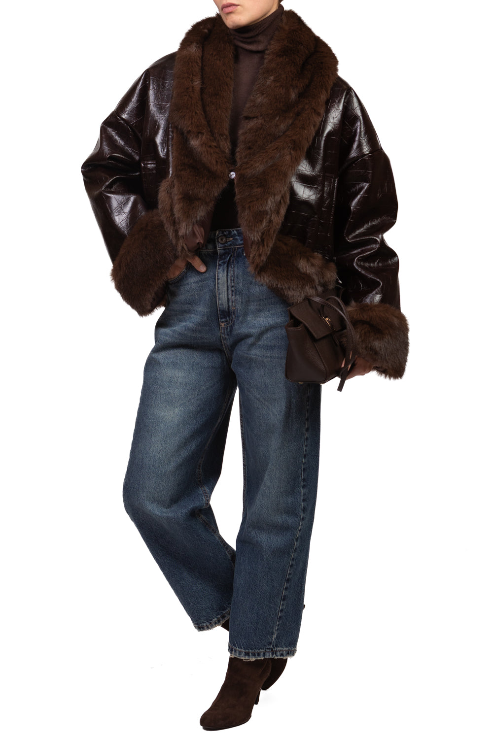 Tensione In - Bomber ecopelle con pelliccia Art. FW260091