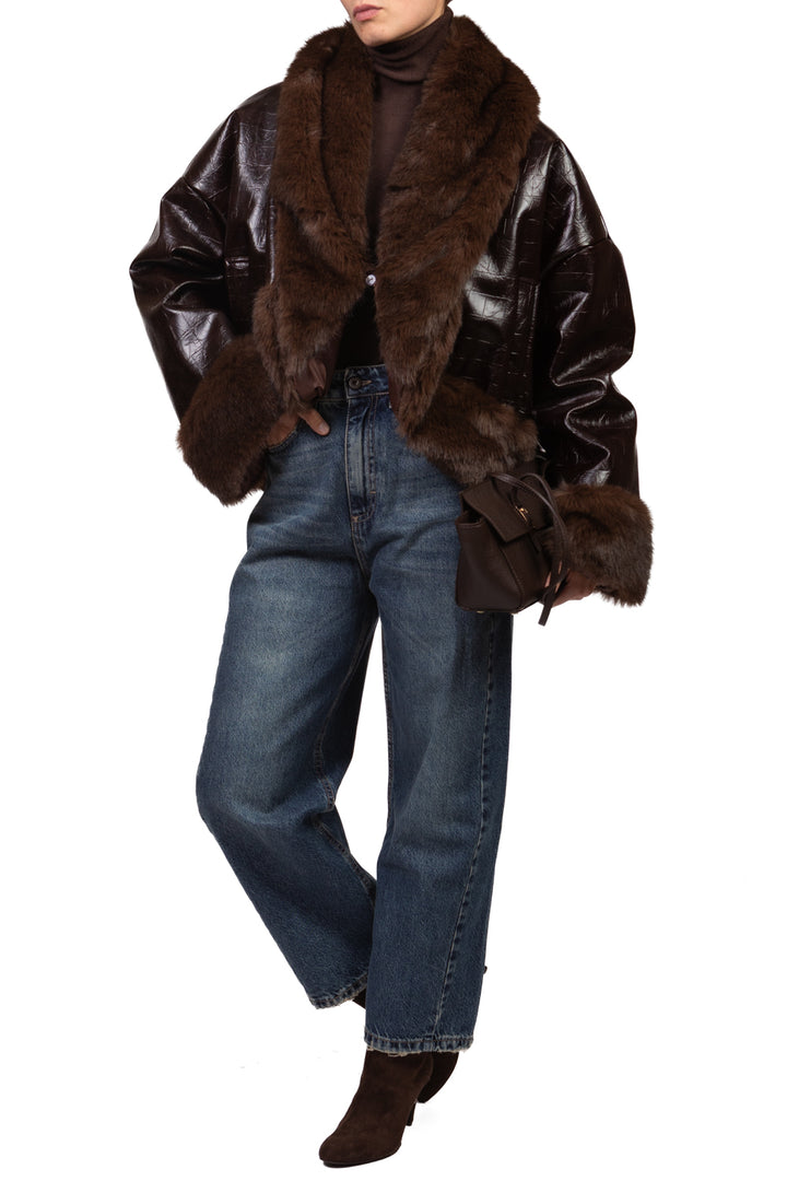 Tensione In - Bomber ecopelle con pelliccia Art. FW260091