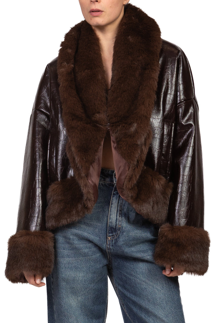 Tensione In - Bomber ecopelle con pelliccia Art. FW260091