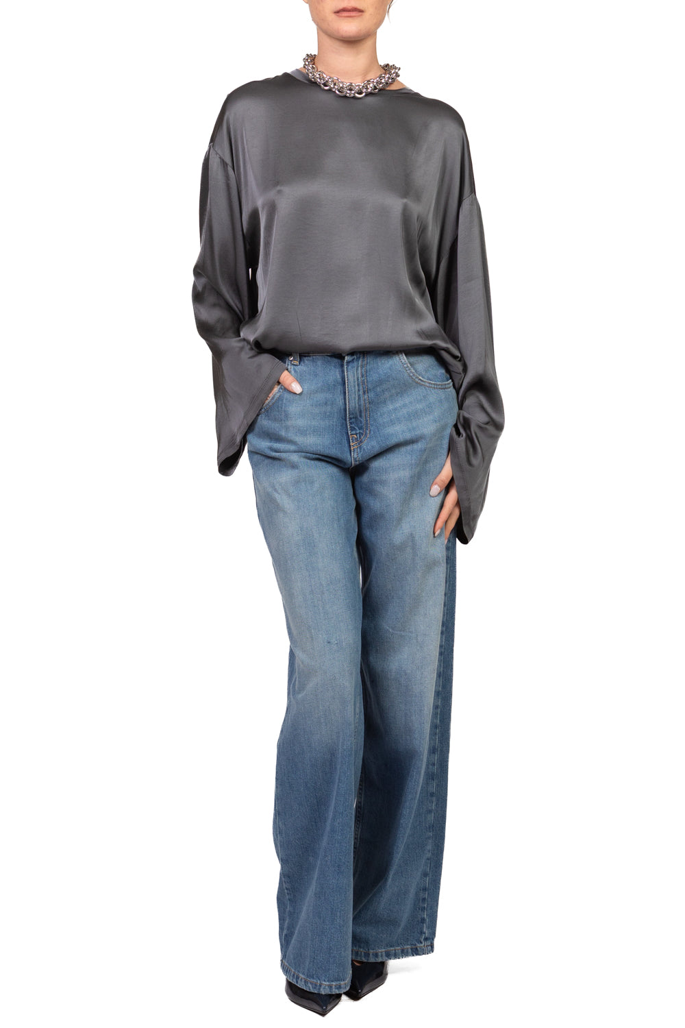 Tensione In - Blusa satin manica ampia Art. H771B97Q