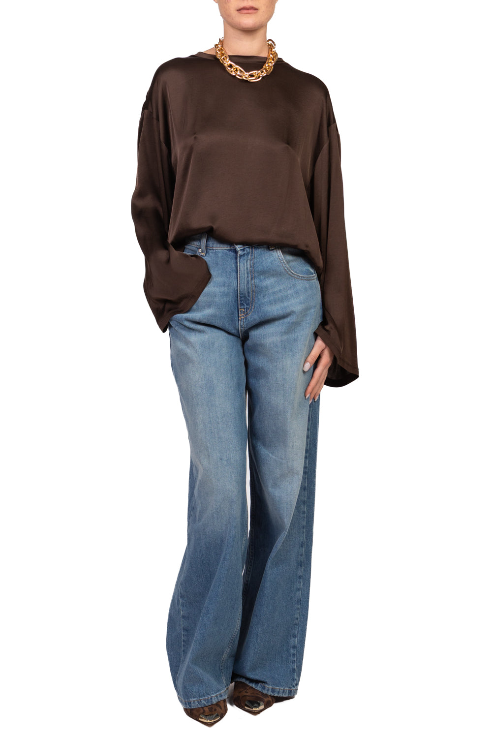 Tensione In - Blusa satin manica ampia Art. H771B97Q