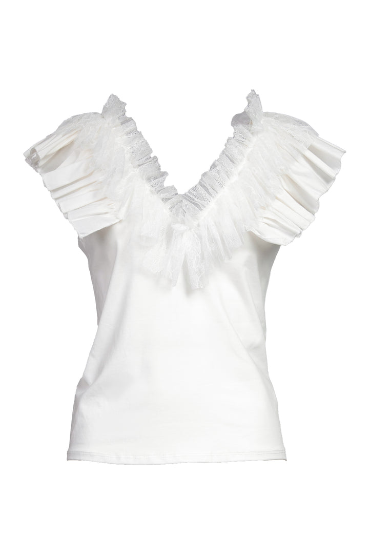 Have one - Top scollo V volants pizzo Art. TJA-N008