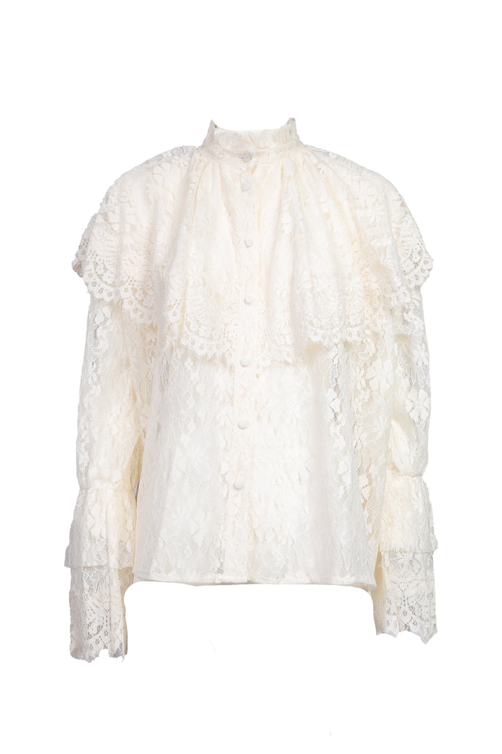 Tensione In - Camicia in pizzo con rouches Art. GX358