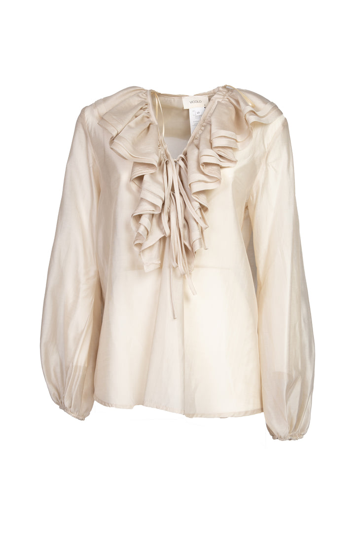 Vicolo - Blusa scollo a v con rouches e laccio Art. TD0211