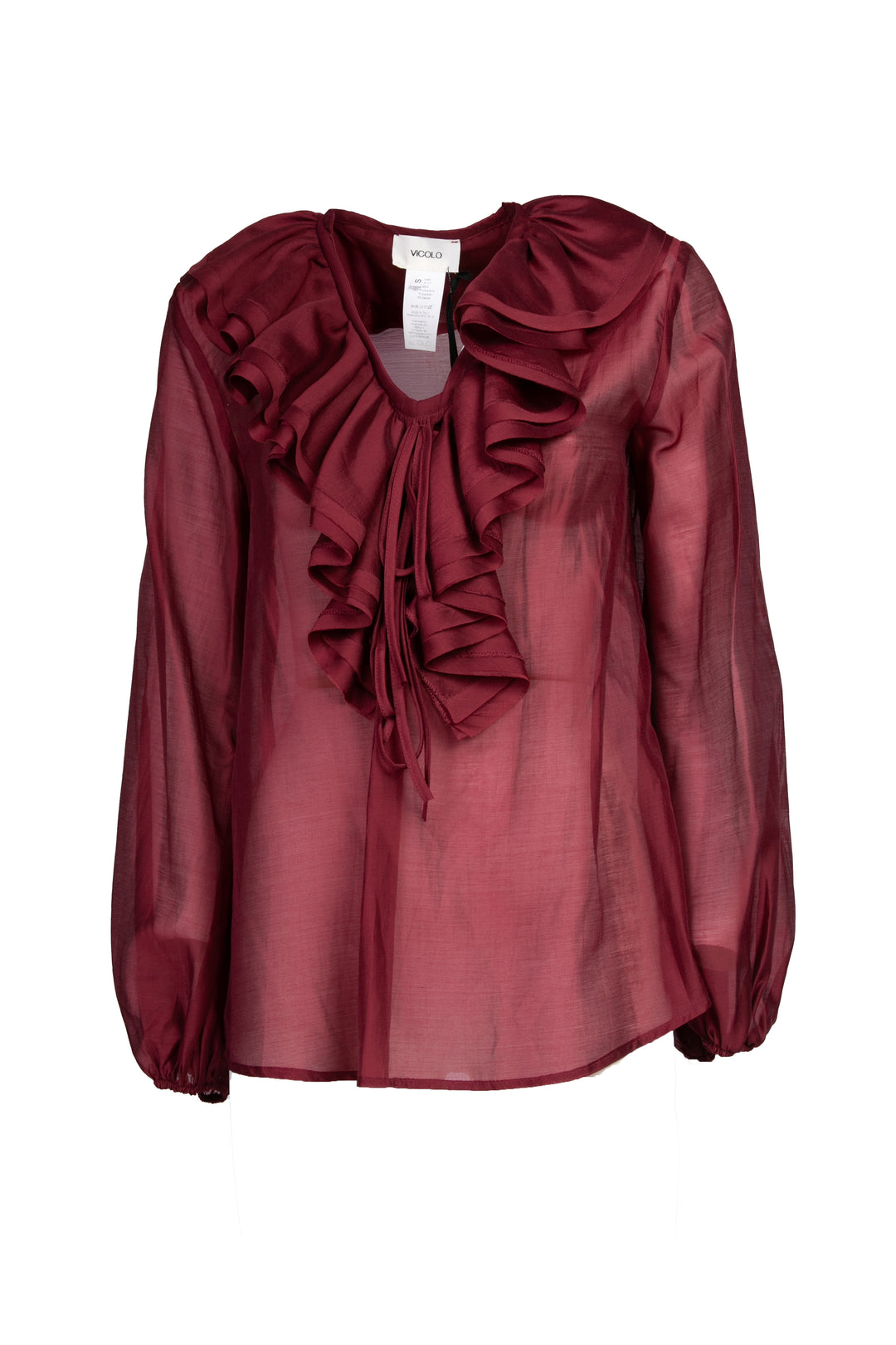 Vicolo - Blusa scollo a v con rouches e laccio Art. TD0211
