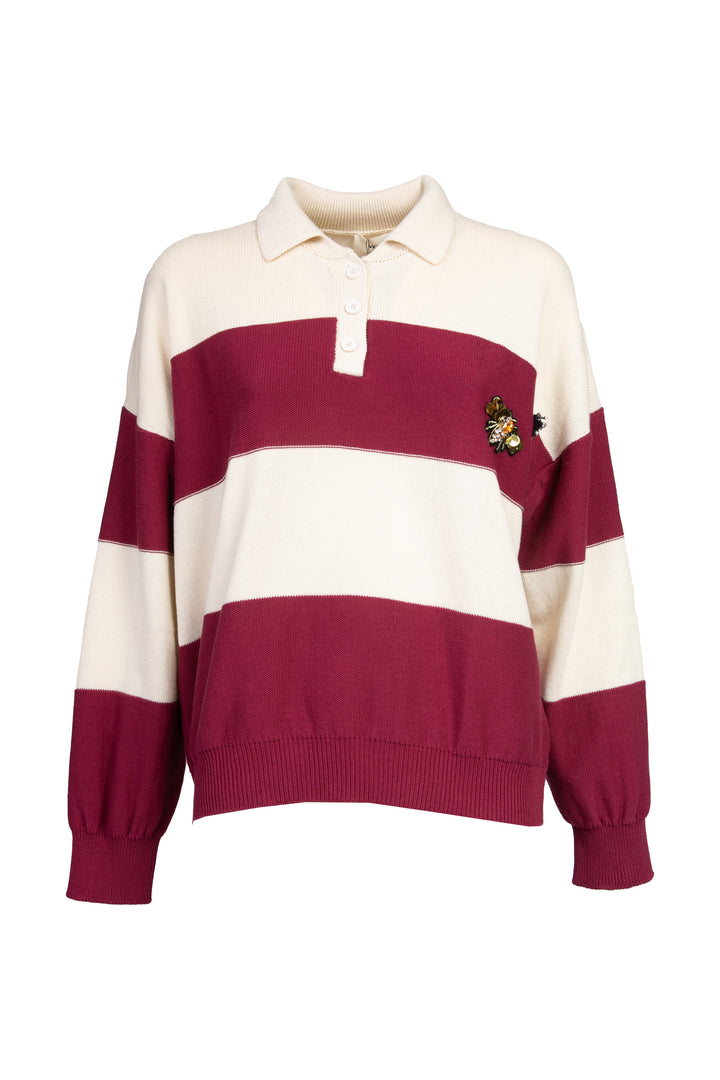Vicolo - Maglia polo rigata con applicazioni Art. 77057D