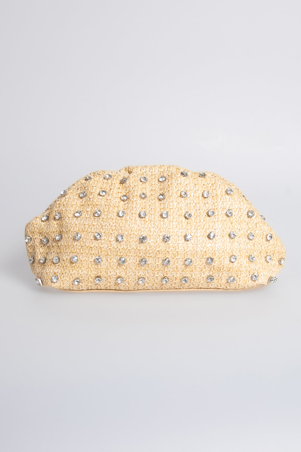 Upper - Borsa clutch in rafia con strass