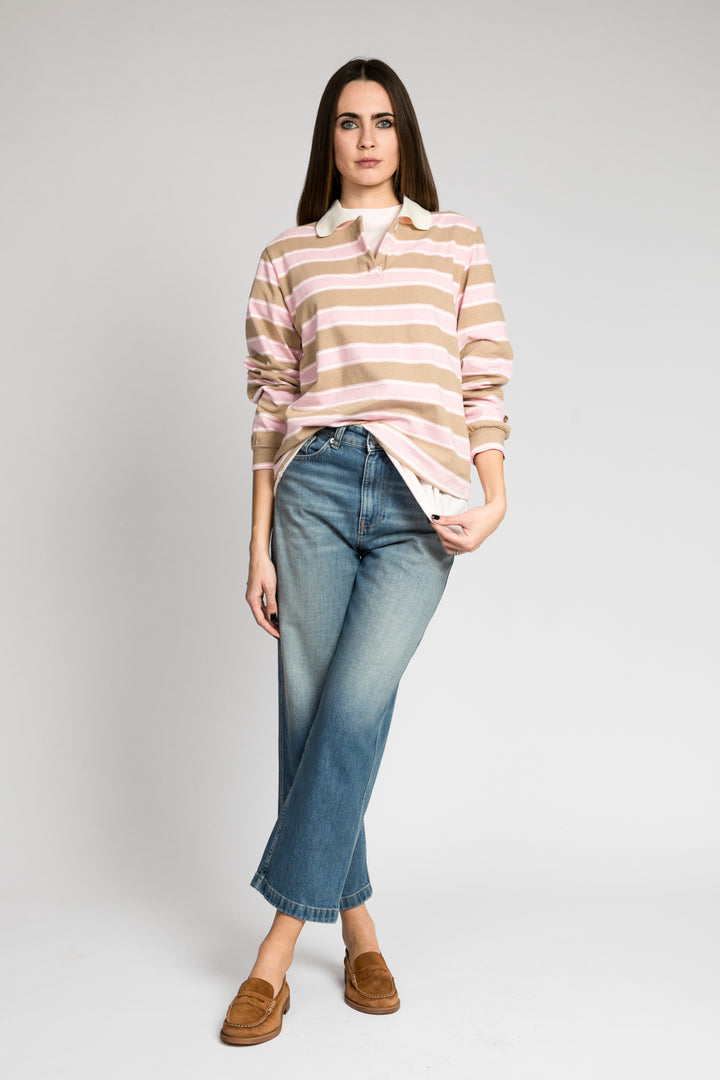 Vicolo - T-shirt polo a righe manica lunga Art. TD0988