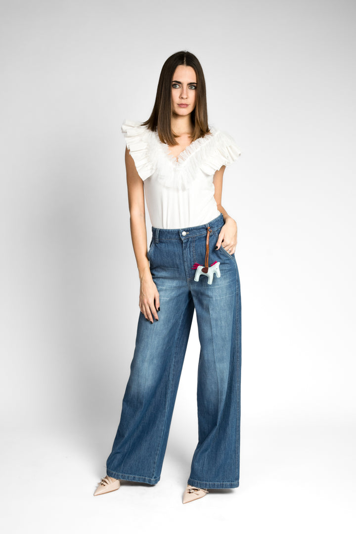 Have one - Top scollo V volants pizzo Art. TJA-N008