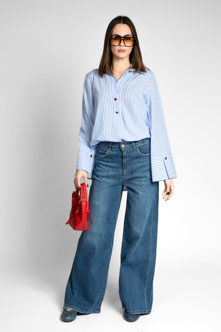 Vicolo - Blusa gessata con bottoni Art. TD0990