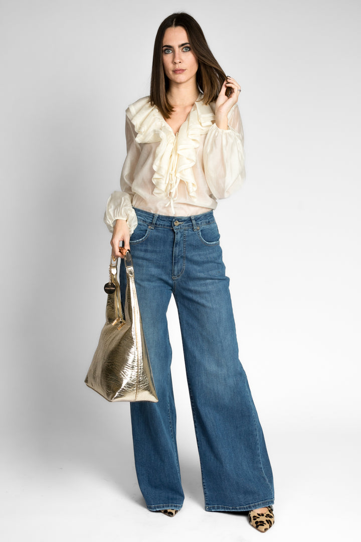 Vicolo - Blusa scollo a v con rouches e laccio Art. TD0211