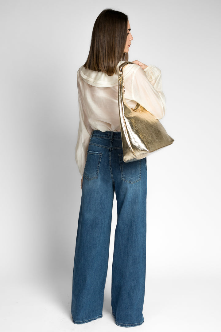 Vicolo - Blusa scollo a v con rouches e laccio Art. TD0211