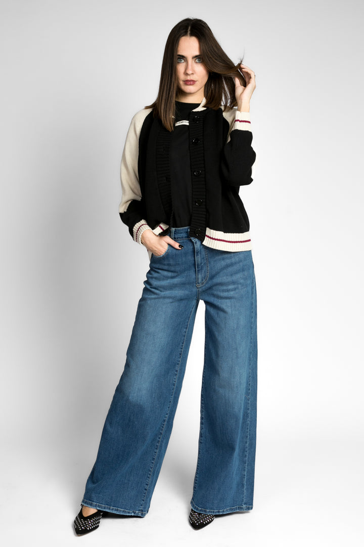 Vicolo - Cardigan girocollo bicolor Art. 55010D