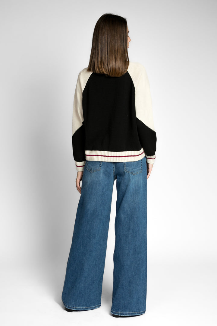 Vicolo - Cardigan girocollo bicolor Art. 55010D