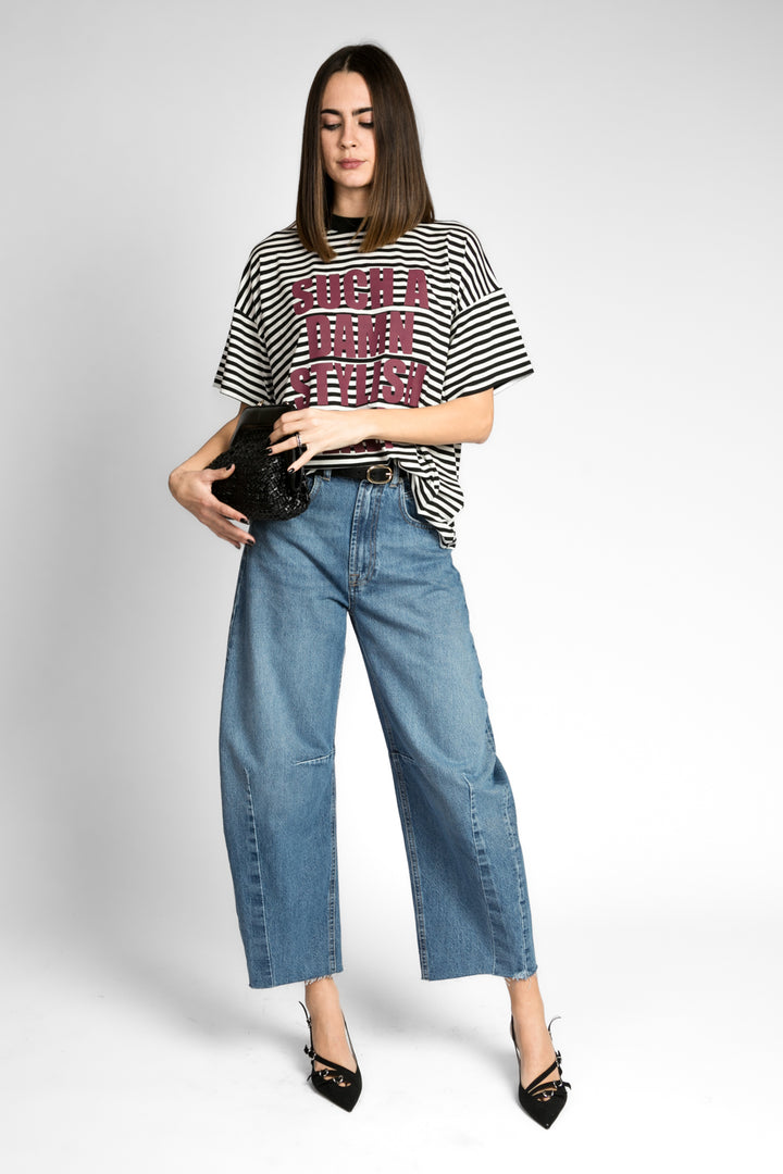 Vicolo - T-shirt over rigata con stampa Art. RD0327