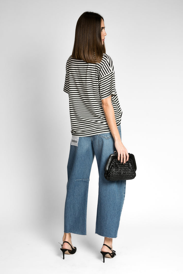 Vicolo - T-shirt over rigata con stampa Art. RD0327