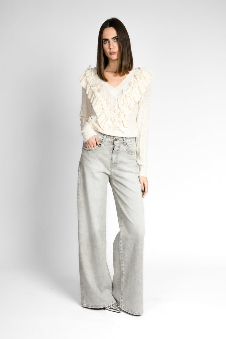 Have one - Maglia scollo V con rouches Art. MMO-N013