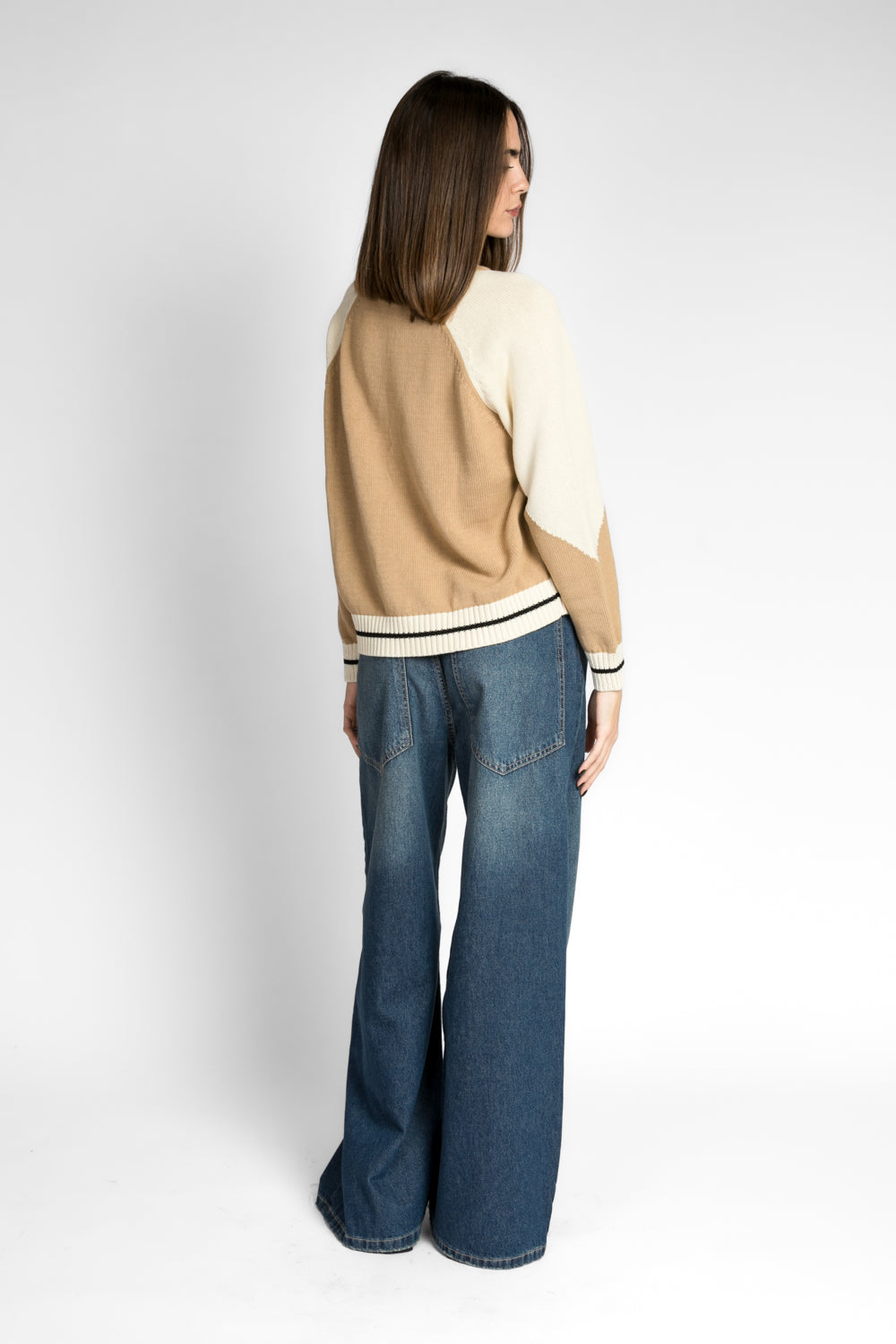 Vicolo - Cardigan girocollo bicolor Art. 55010D