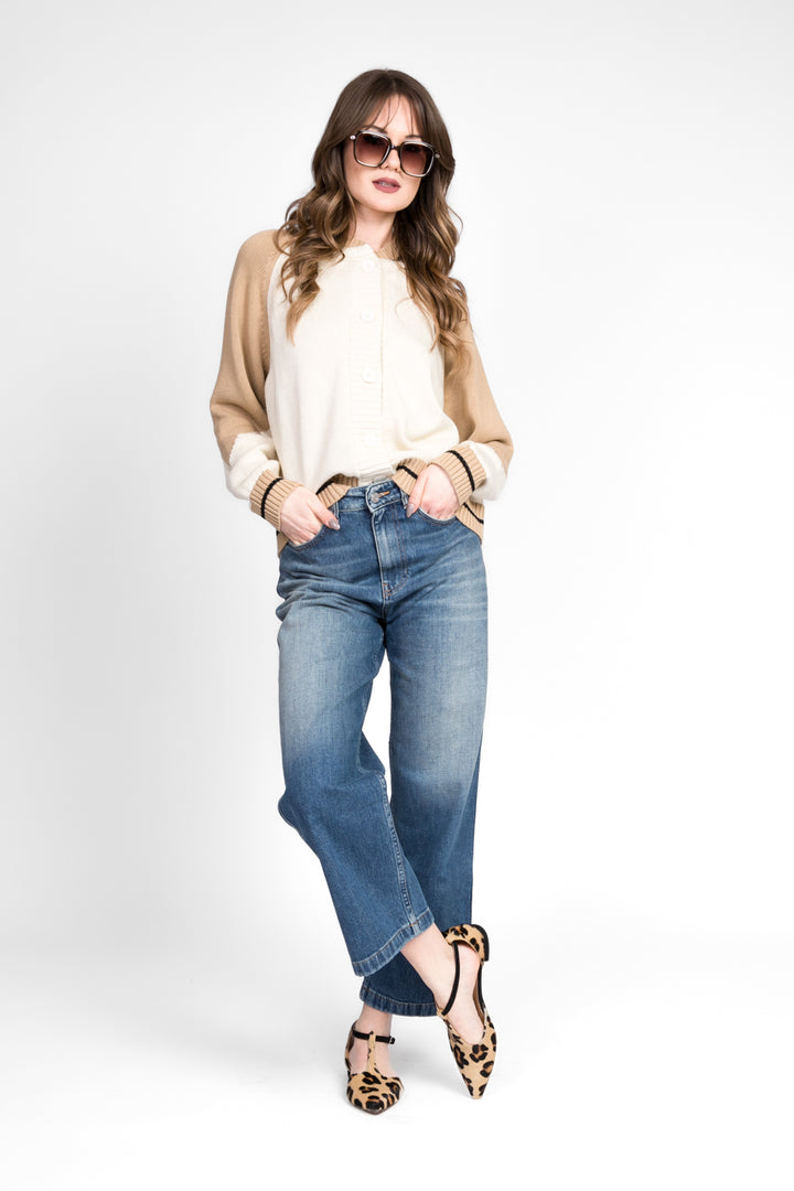 Vicolo - Cardigan girocollo bicolor Art. 55010D