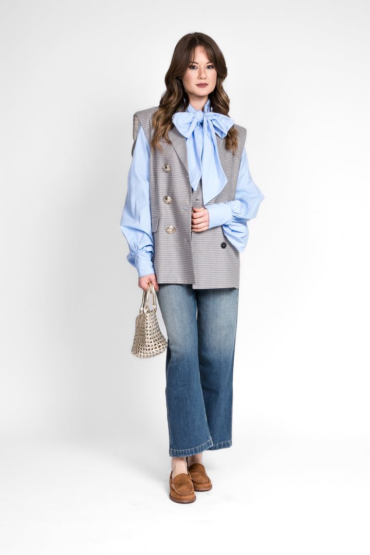 Vicolo - Gilet over pied de poule con bottoni oro Art. TD0391
