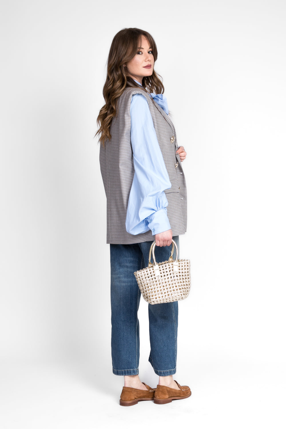 Vicolo - Gilet over pied de poule con bottoni oro Art. TD0391