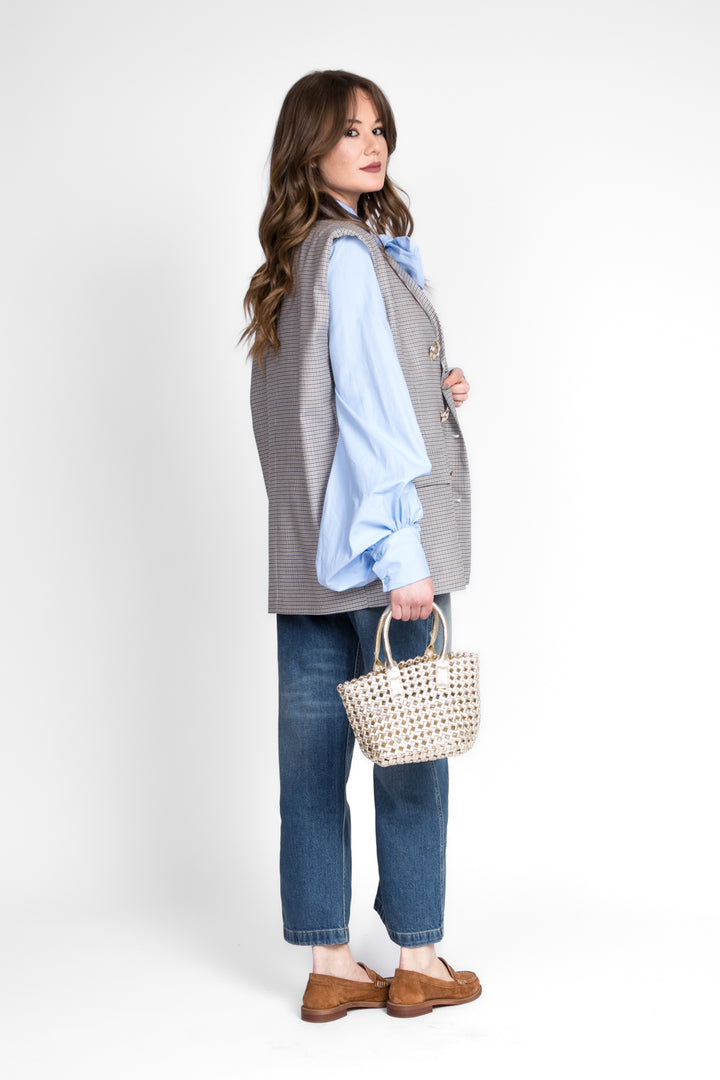 Vicolo - Gilet over pied de poule con bottoni oro Art. TD0391
