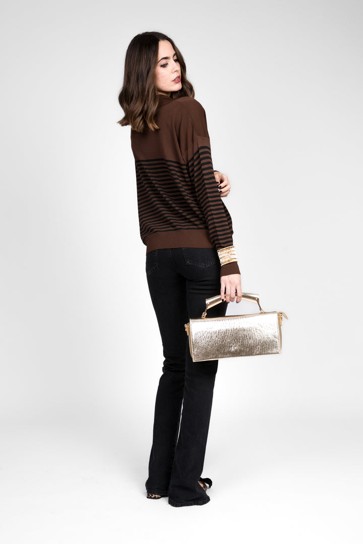 Vicolo - Maglia a righe scollo a V con colletto Art. 44027D