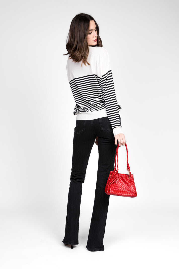 Vicolo - Maglia a righe scollo a V con colletto Art. 44027D