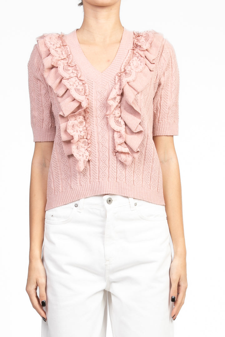 Vicolo - Maglia mezza manica con rouches scollo a V Art. 22078D