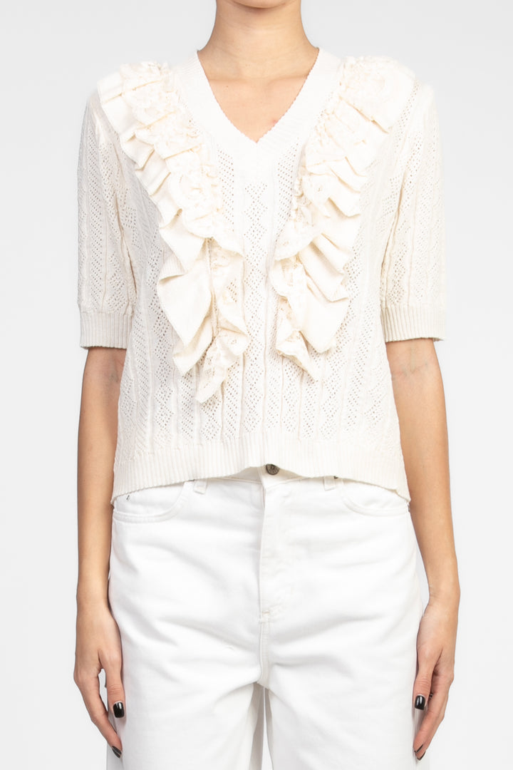 Vicolo - Maglia mezza manica con rouches scollo a V Art. 22078D