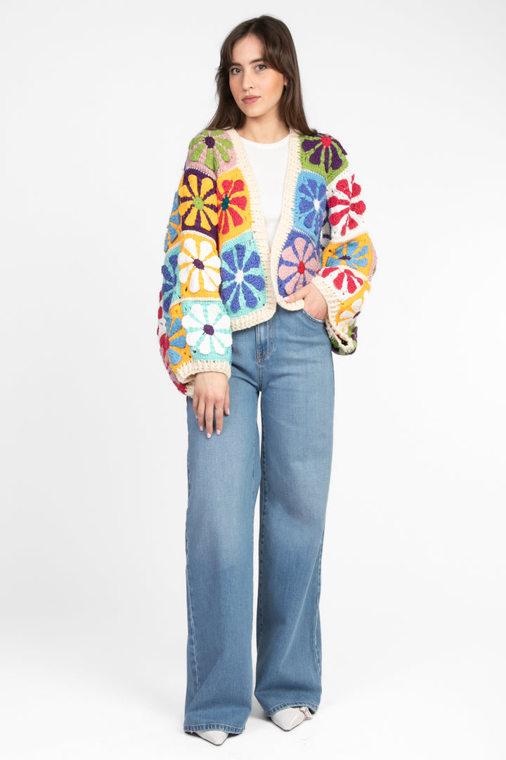 Emunà - Cardigan crochet fiorato