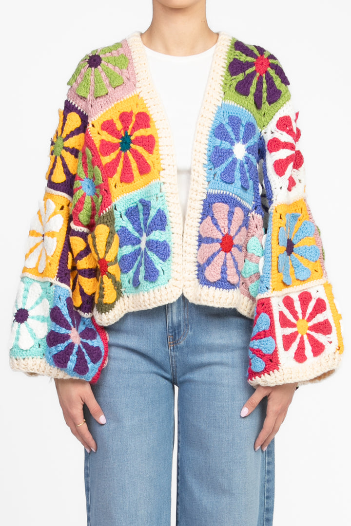 Emunà - Cardigan crochet fiorato