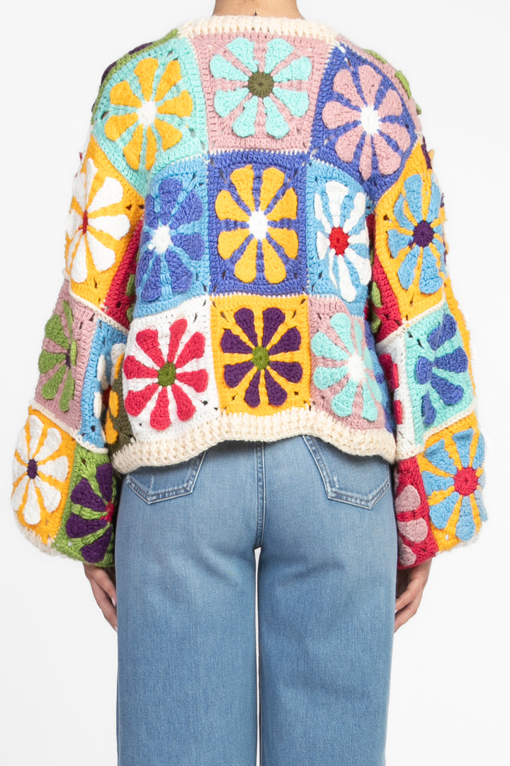Emunà - Cardigan crochet fiorato