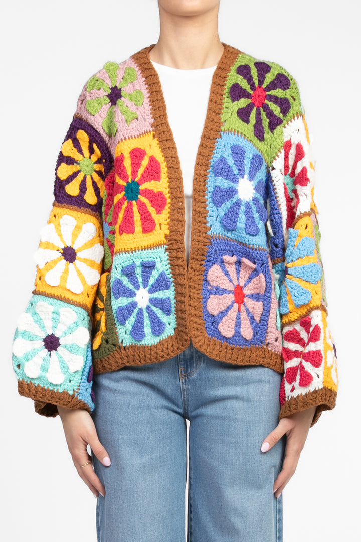 Emunà - Cardigan crochet fiorato