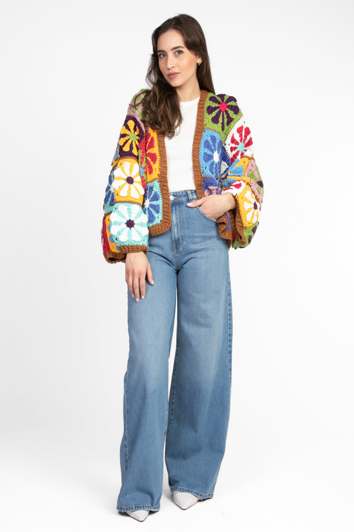 Emunà - Cardigan crochet fiorato