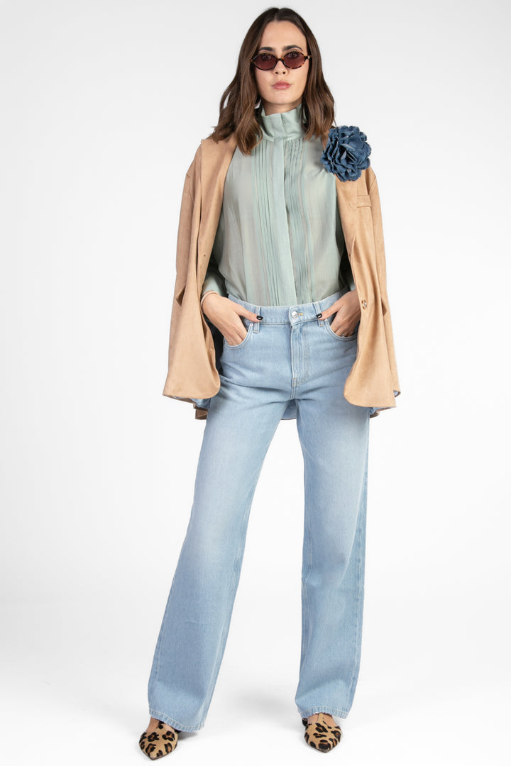 Dixie - Camicia collo coreano con pieghe sul davanti Art. C319W057