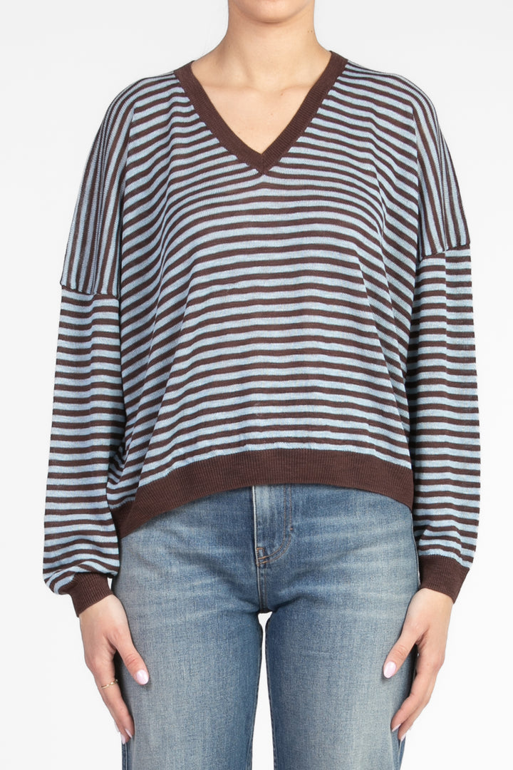 Tensione In - Maglia rigata scollo a V Art. XL24266-A
