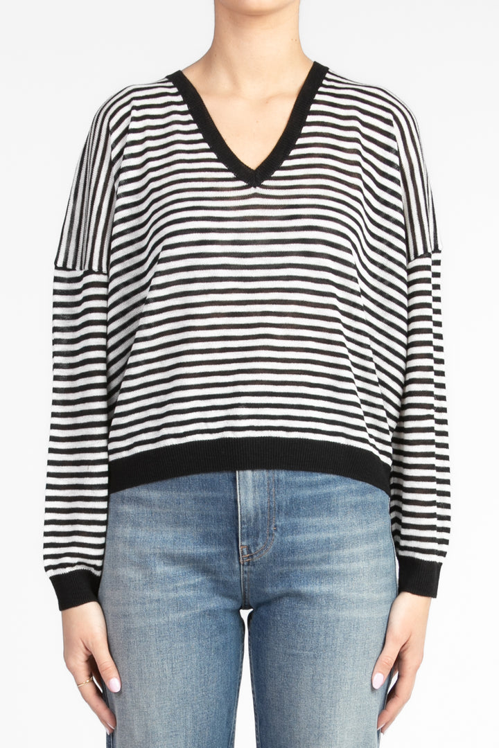 Tensione In - Maglia rigata scollo a V Art. XL24266-A
