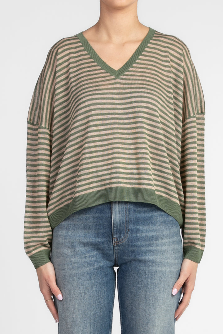 Tensione In - Maglia rigata scollo a V Art. XL24266-A